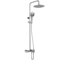 AQM8008CR Душ. сист. с терм. и изливом, Ø250, лейка 3 реж, высота 1100-1500мм, Хром AQUAme