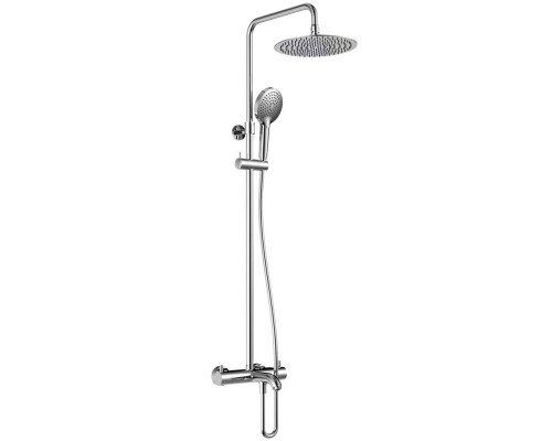 AQM8008CR Душ. сист. с терм. и изливом, Ø250, лейка 3 реж, высота 1100-1500мм, Хром AQUAme