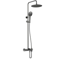 AQM8008GM Душ. сист. с терм. и изливом, Ø250, лейка 3 реж, высота 1100-1500мм, Gun metal AQUAme