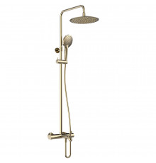AQM8008GG Душ. сист. с терм. и изливом, Ø250, лейка 3 реж, высота 1100-1500мм, Glossy gold AQUAme