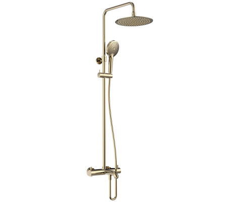 AQM8008GG Душ. сист. с терм. и изливом, Ø250, лейка 3 реж, высота 1100-1500мм, Glossy gold AQUAme