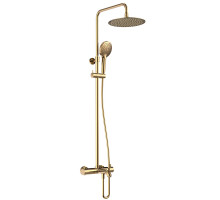 AQM8008BG Душ. сист. с терм. и изливом, Ø250, лейка 3 реж, высота 1100-1500мм, Brushed gold AQUAme