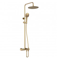 AQM8008BG Душ. сист. с терм. и изливом, Ø250, лейка 3 реж, высота 1100-1500мм, Brushed gold AQUAme