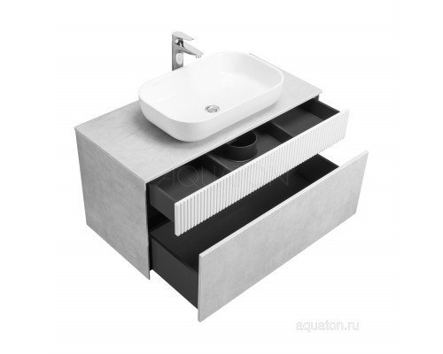 Тумба под раковину AQUATON Марбл 100 слэйт, белый матовый 1A276301MH4C0