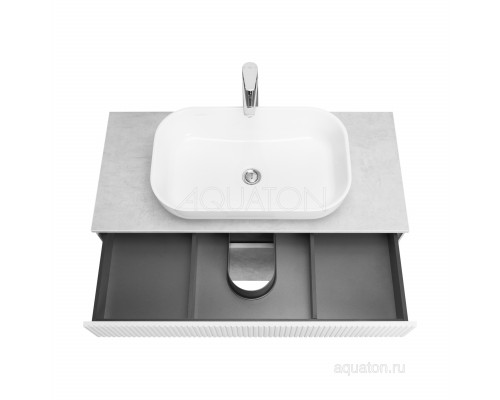 Тумба под раковину AQUATON Марбл 100 слэйт, белый матовый 1A276301MH4C0