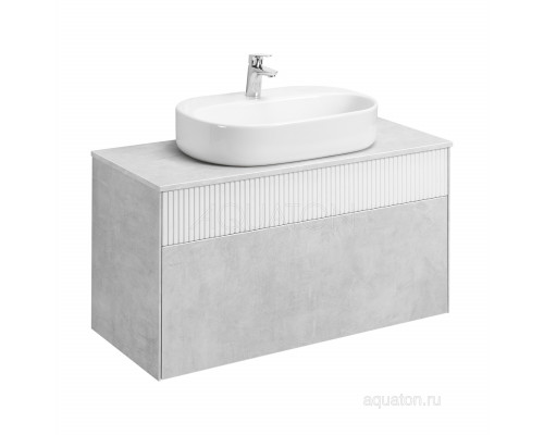 Тумба под раковину AQUATON Марбл 100 слэйт, белый матовый 1A276301MH4C0