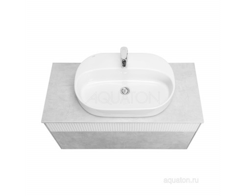 Тумба под раковину AQUATON Марбл 100 слэйт, белый матовый 1A276301MH4C0