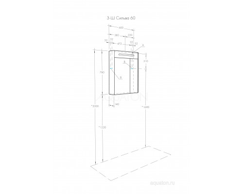 Зеркальный шкаф Aquaton Сильва 60 дуб макиато 1A216202SIW50