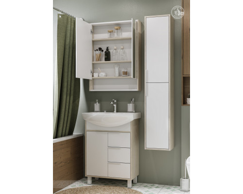 Зеркальный шкаф Aquaton Рико 65 белый, ясень фабрик 1A215202RIB90
