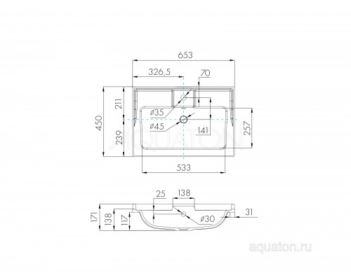 Раковина Aquaton Фабиа 65 белая 1A708731FB010