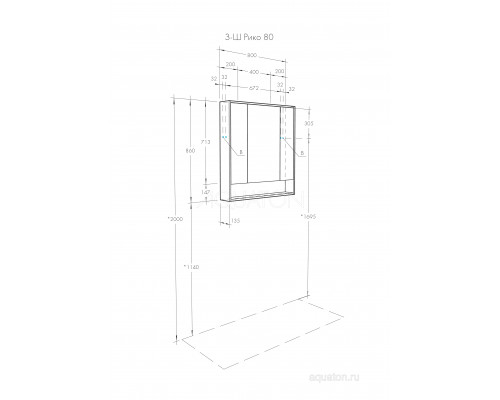 Зеркальный шкаф Aquaton Рико 80 белый, ясень фабрик 1A215302RIB90