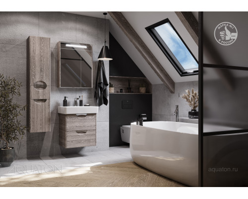 Зеркальный шкаф Aquaton Сильва 60 дуб фьорд 1A216202SIW60