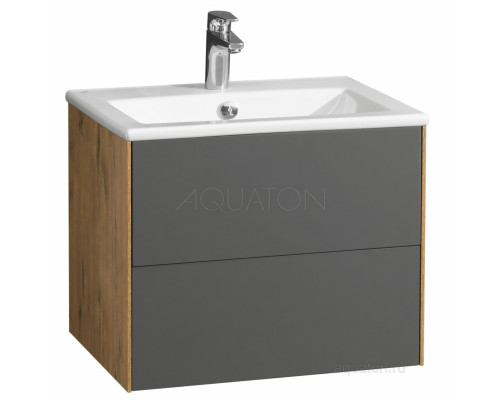 Тумба под раковину Aquaton Сохо 60 дуб веллингтон, графит софт 1A258001AJA00