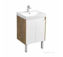 Тумба под раковину AQUATON Сканди Doors 55 белый глянец, дуб рустикальный, 1A278801SDZ90