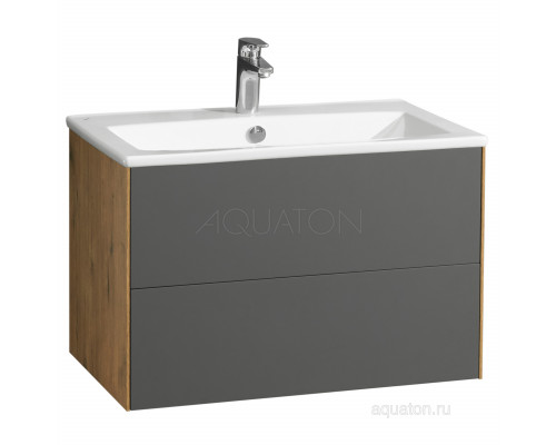 Тумба под раковину Aquaton Сохо 75 дуб веллингтон, графит софт 1A258101AJA00