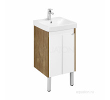 Тумба под раковину AQUATON Сканди Doors 45 белый глянец, дуб рустикальный, 1A278701SDZ90