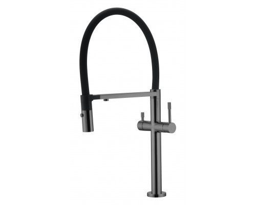Смеситель для кухни UNO Shine Gun Metal c краном для питьевой воды Boheme