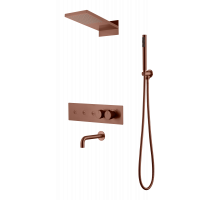 Встроенная душевая система FUSION с термостатом, трехпозиционная Brushed Bronze с изливом