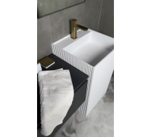 Раковина напольная рифленая с трех сторон Cube Corian 480*480*850 Matt White
