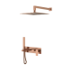 Смеситель встроенный + верхний+ ручной душ Qubic Brushed Bronze с изливом