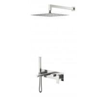 Смеситель встроенный + верхний+ ручной душ Qubic Brushed Nickel Boheme