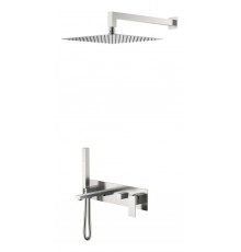 Смеситель встроенный + верхний+ ручной душ Qubic Brushed Nickel Boheme
