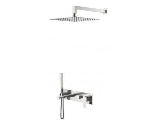 Смеситель встроенный + верхний+ ручной душ Qubic Brushed Nickel Boheme