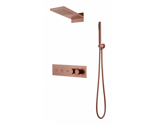 Встроенная душевая система FUSION с термостатом, трехпозиционная COPPER BRUSHED