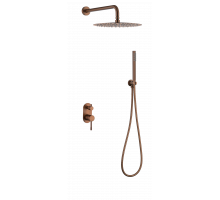 Смеситель встроенный + верхний+ ручной душ Uno. Brushed Bronze