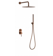 Смеситель встроенный + верхний+ ручной душ Uno. Brushed Bronze