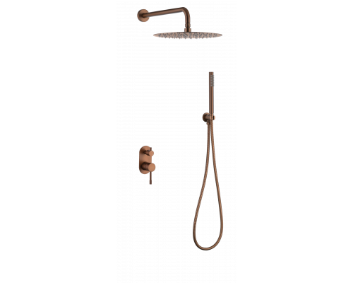 Смеситель встроенный + верхний+ ручной душ Uno. Brushed Bronze