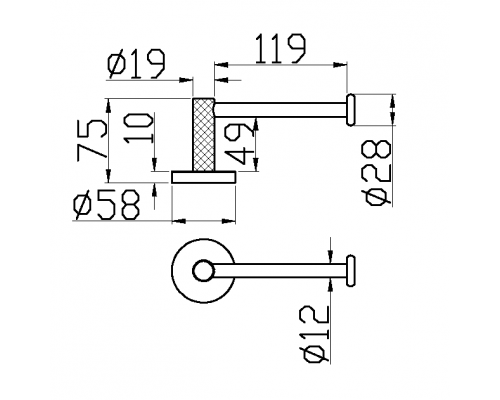 Держатель туалетной бумаги без крышки UNO MATT GOLD