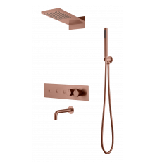 Встроенная душевая система FUSION с термостатом, трехпозиционная Copper Brushed с изливом