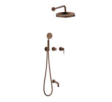 Смеситель встроенный + верхний + ручной душ + излив, ETERNA BRUSHED BRONZE