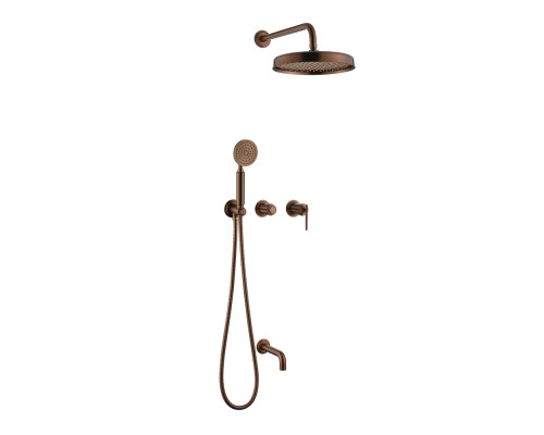 Смеситель встроенный + верхний + ручной душ + излив, ETERNA BRUSHED BRONZE