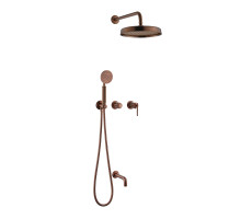 Смеситель встроенный + верхний + ручной душ + излив, ETERNA COPPER BRUSHED