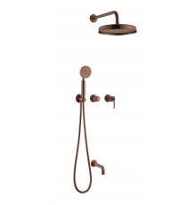 Смеситель встроенный + верхний + ручной душ + излив, ETERNA COPPER BRUSHED