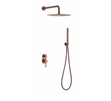 Смеситель встроенный + верхний+ ручной душ Uno. Copper Brushed