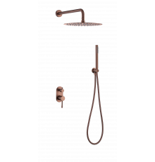 Смеситель встроенный + верхний+ ручной душ Uno. Copper Brushed