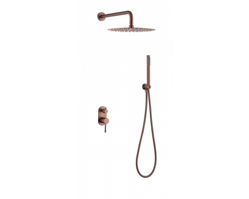 Смеситель встроенный + верхний+ ручной душ Uno. Copper Brushed