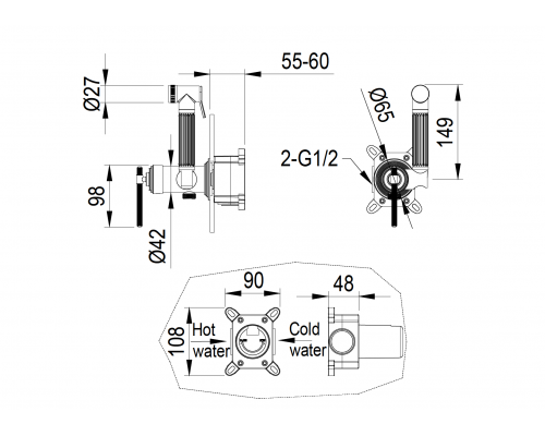 Смеситель гигиенический, ETERNA MATT GOLD