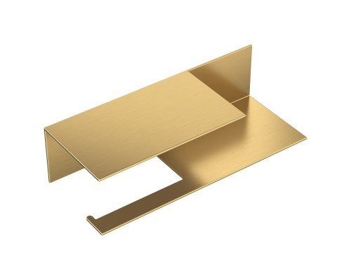 Держатель для туалетной бумаги c полкой Qubic Matt Gold