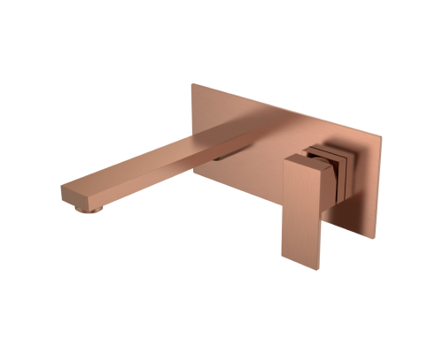 Смеситель для умывальника из стены Qubic Copper Brushed