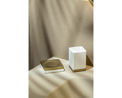 Мыльница квадратная Qubic Matt Gold