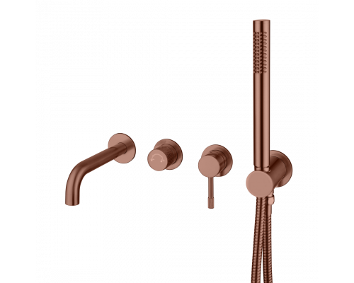 Смеситель встроенный + ручной душ + излив Uno Brushed Bronze