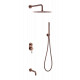 Смеситель встроенный + верхний+ ручной душ Uno. Copper Brushed с изливом
