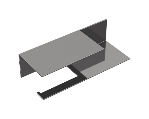Держатель для туалетной бумаги c полкой Qubic Shine Gun Metal