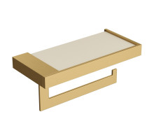 Держатель для туалетной бумаги c крышкой Qubic Matt Gold