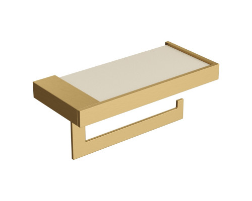 Держатель для туалетной бумаги c крышкой Qubic Matt Gold
