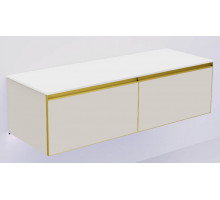 QUATRO 2 140см (70+70) тумба CASHMERE профиль MATT GOLD + внутр. подсв.